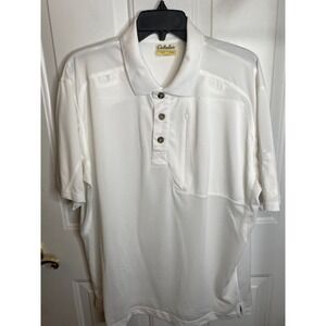 Cabelas Polo Shirt White Short Sleeve Mens Large
